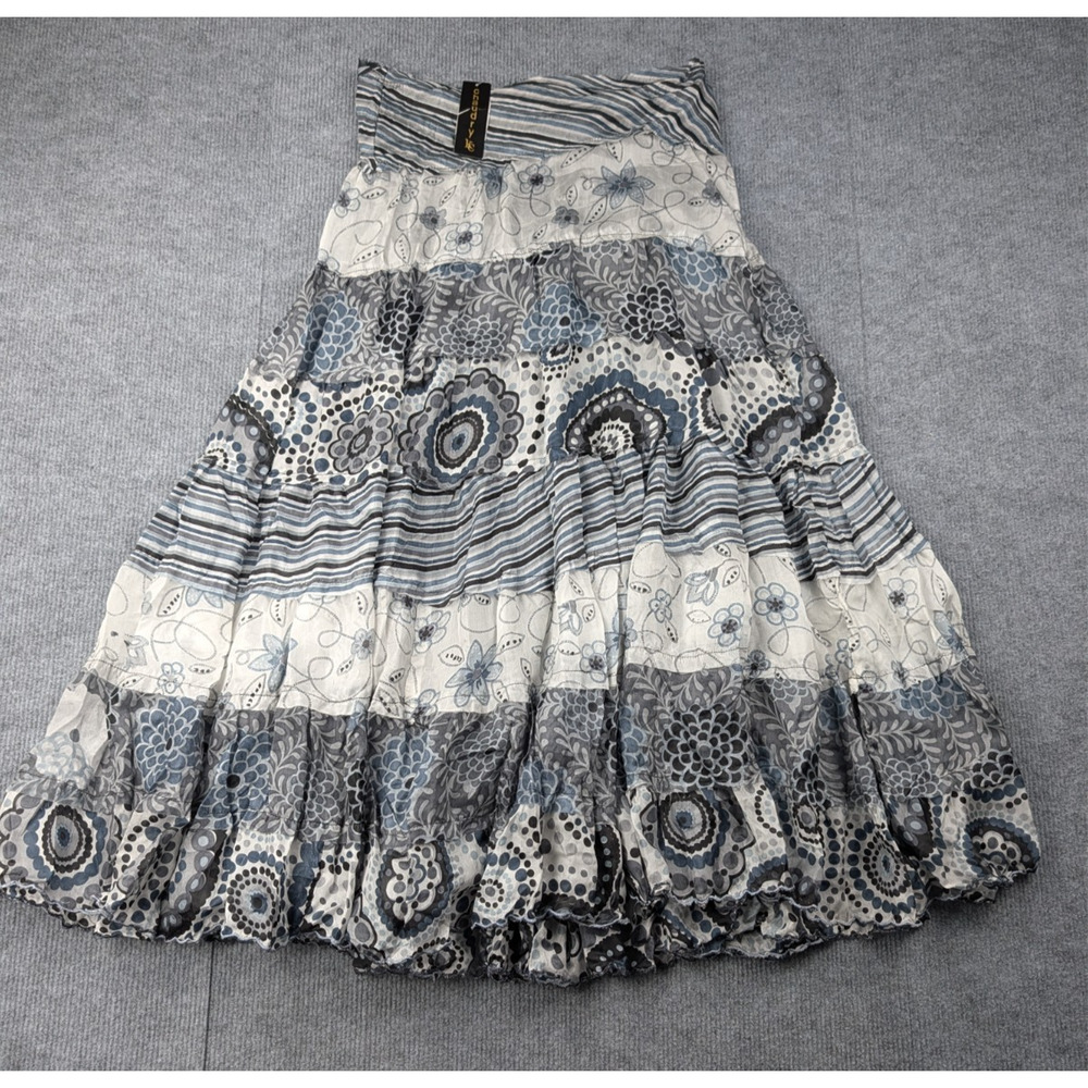Vintage Chaudry Silk Skirt Womens Medium Cottagecore Floral 90s Whimsical Phoebe